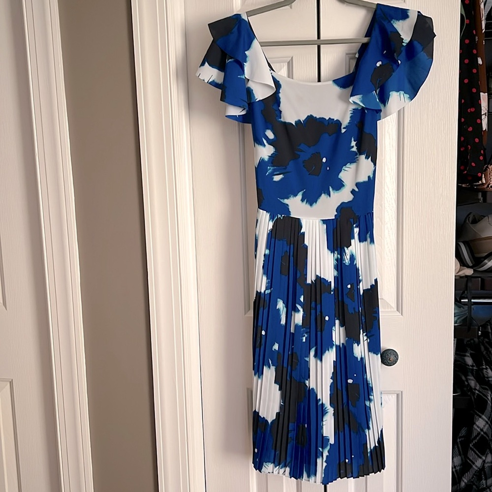 Banana Republic size 2, gorgeous royal blue and black pleated dress